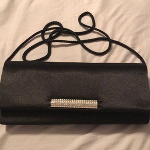 NEW! Black Satin Bag w/Rhinestones